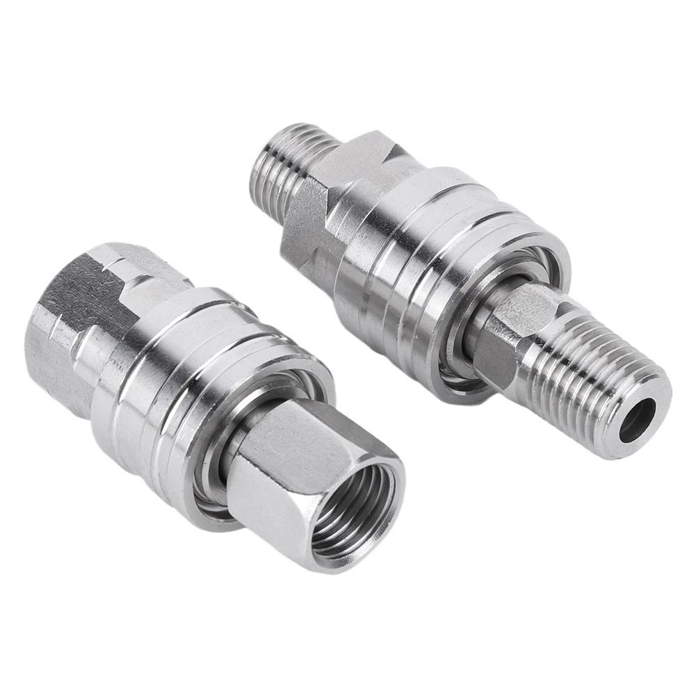 4Pcs Pipe Hose Adapter Stainless Steel Pressure Washer Coupler Internal External Thread 1/4 Quick Plug Connector Male and Female