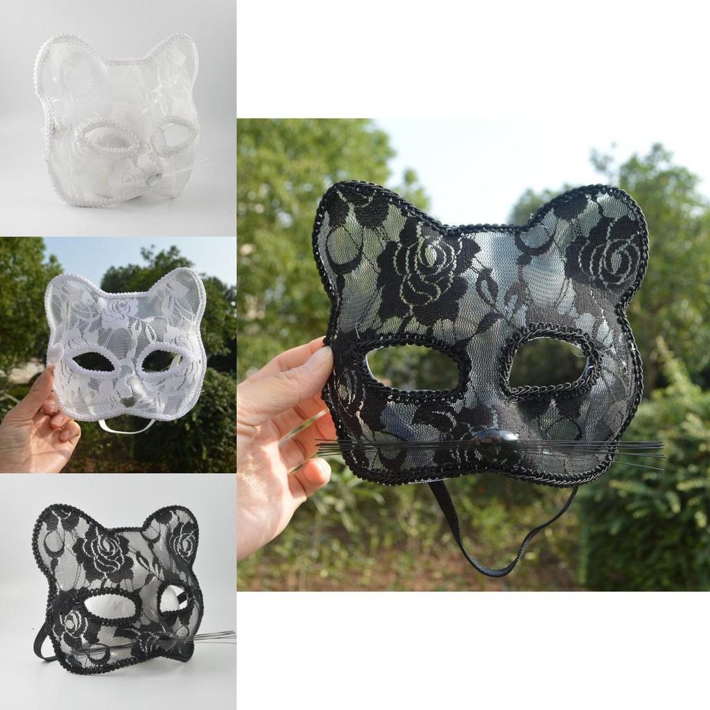 Pvc Lace Cat Face Mask For Halloween Cosplay And Stage Performances