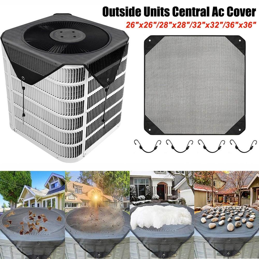 New Top Universal Air Conditioner Covers Heavy Duty Mesh Black Central Ac Cover Multisize AC Cover Defender All Season