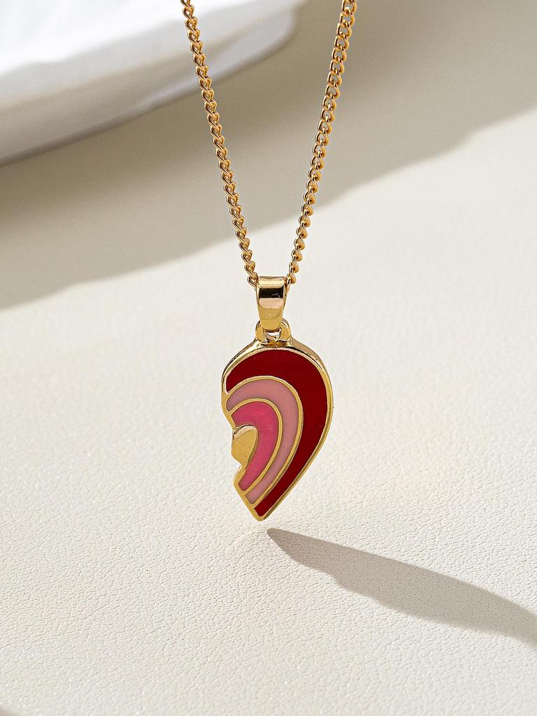 Colorful Irregular Heart Necklace: Unique Vacation-Style Drip Glaze Design