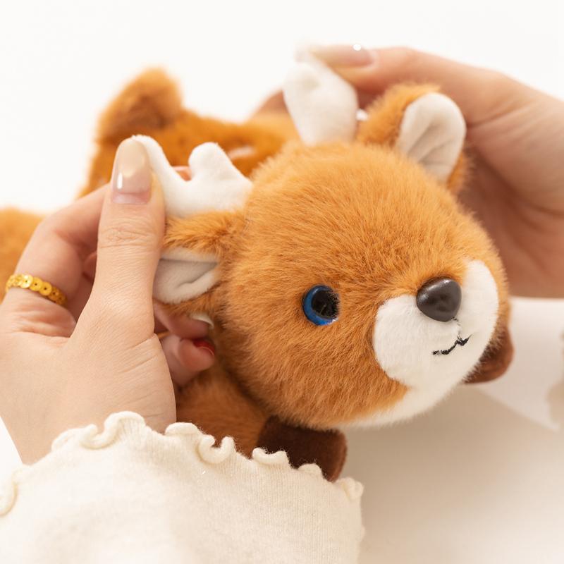 16cm Kawaii Plüsch Sika-Hirsch Puppe Cartoon Stofftier Süßes Liegendes Tier Spielzeug für Kinder Schreibtisch Dekoration Weihnachten Geburtstag Geschenk