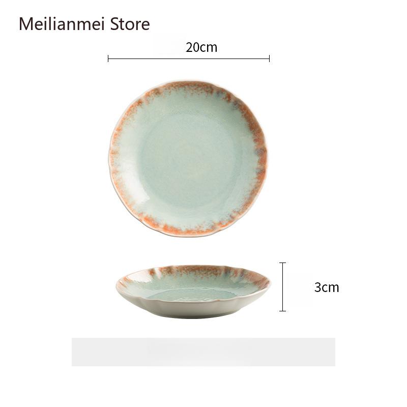 Japanese Ceramic Plate Underglaze Colored Tableware Flat Plates Kitchen Dining Bar Tableware Dinner Plates Square Cake Tray