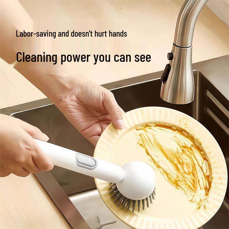 Long-Handled Rotating Pot Brush: Non-Stick, Non-Scratch, Multifunctional Kitchen Cleaning Tool