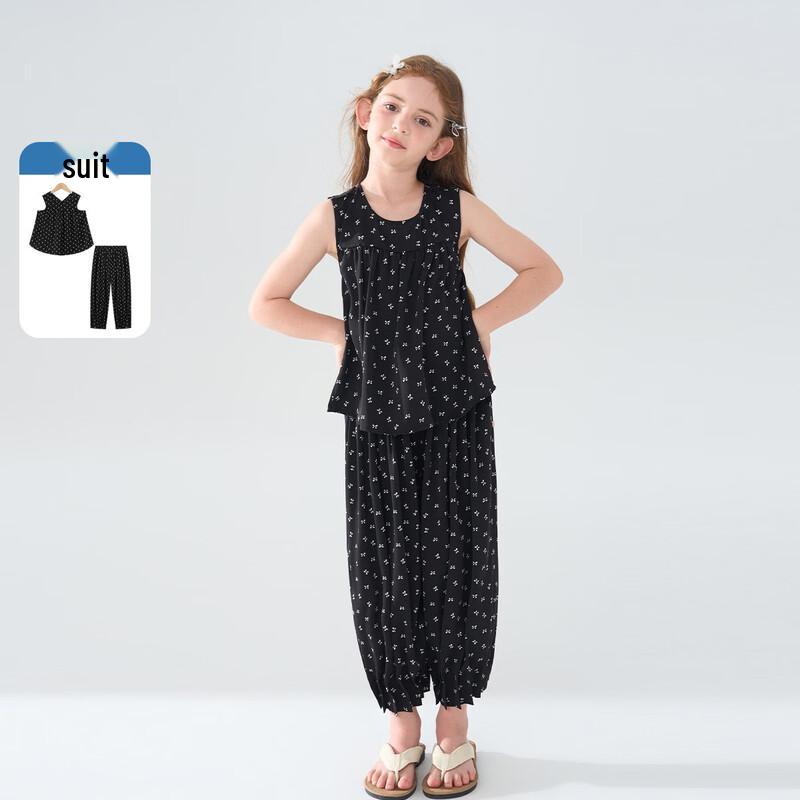 Girls  Summer Printed Tank Top & Capri Pants Set 140