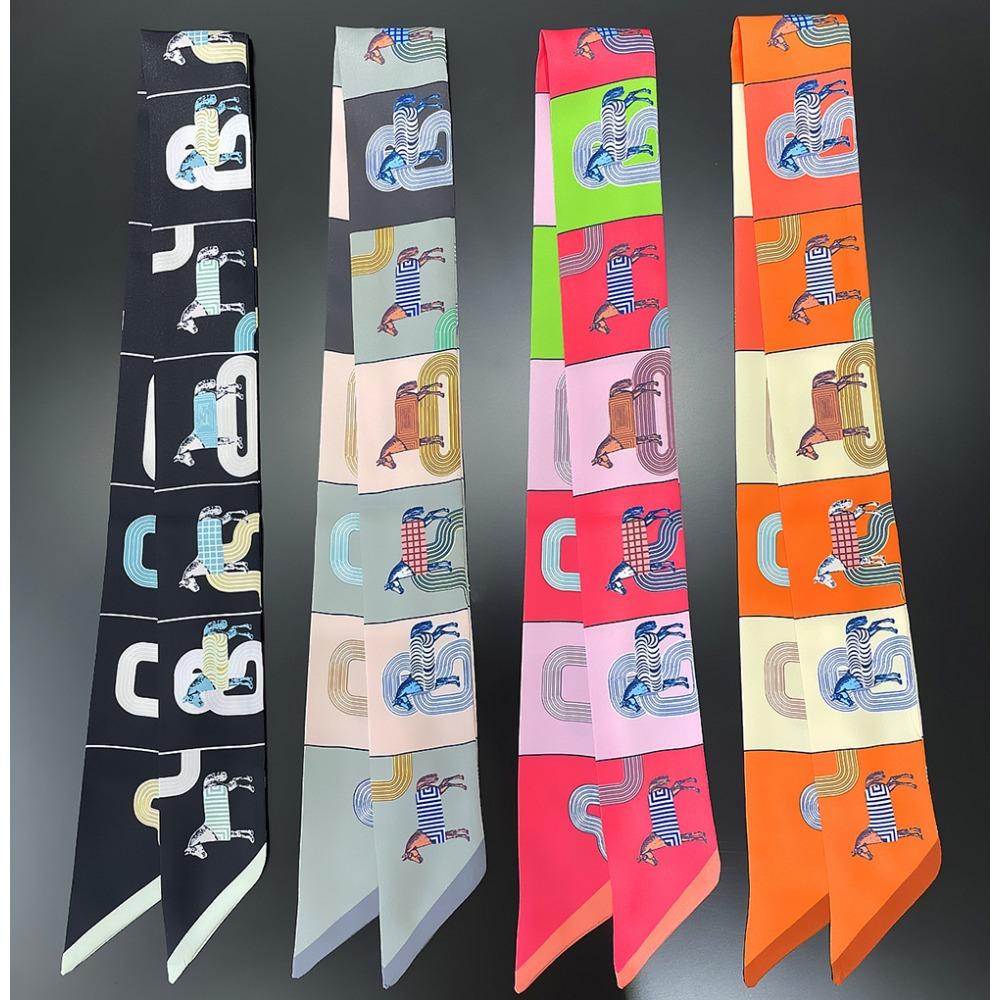 90X5Cm Mare Horse Printed Scarf Women'S Autumn And Winter Polyester Streamer Kissing Ribbon Headband Small Scarf
