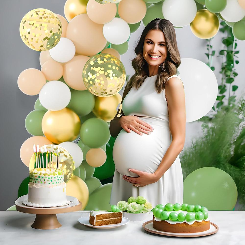 Avocado Green Theme Balloons Garland Green Skin White Gold Confetti Ballon Arch Kit Baby Shower Birthday Party Decoration Globos