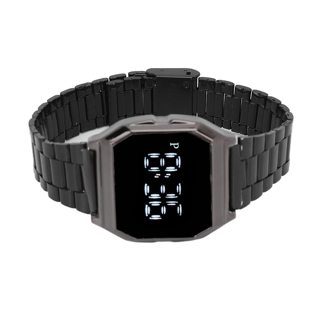 LED-Armbanduhr für Schüler, Tetragonum, digitale Sportuhr mit Faltschließe, Alarm, Zeitmessung, Nachtlicht