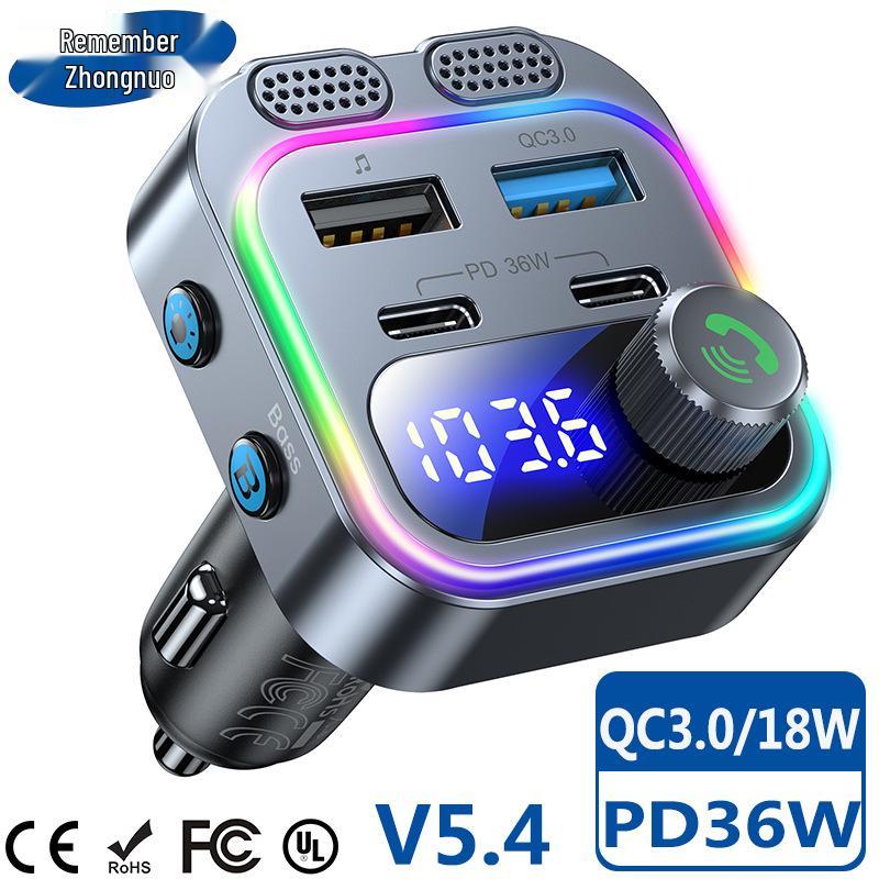 T37 Bluetooth FM Transmitter & Car MP3 Player with Dual Type-C Ports and PD36W Fast Charging