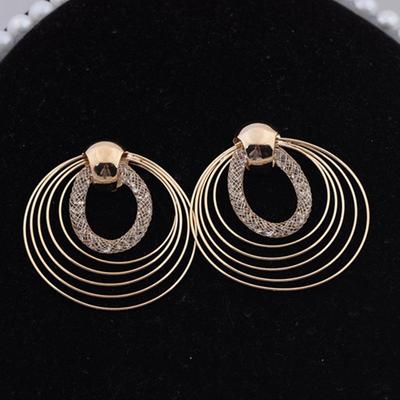 Wedding Earrings for Female Bohemia Style Multi-layers Cirlcle Exaggerated Earrings Gold Fashion Trend Ear Jewelry Gift