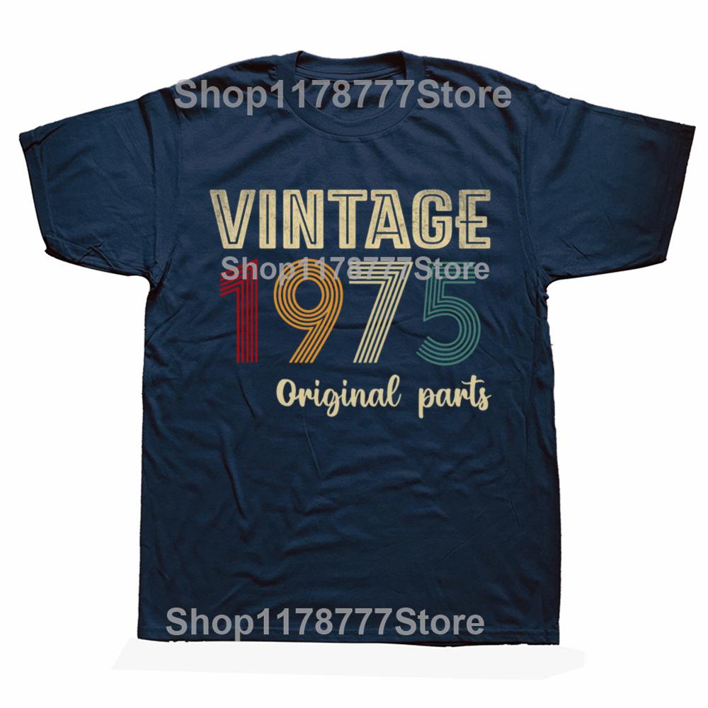 Retro Vintage 1975 Original Parts 50 Years Old Birthday T Shirts Cotton Streetwear Gifts Men Fashion Casual Oversized T Shirt