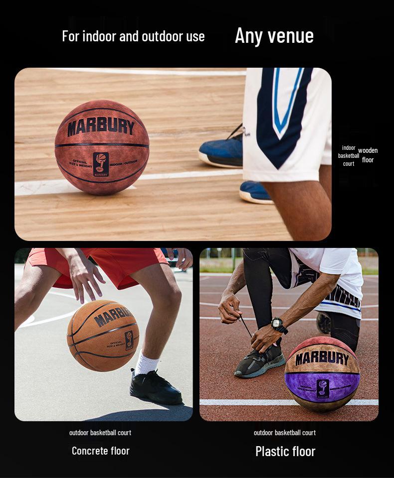 Basketball størrelse 7: PU Mikrofiber Nubuck, Innendørs, Fukttransporterende, Slitesterk, Perfekt for Ungdomskonkurranse og Trening