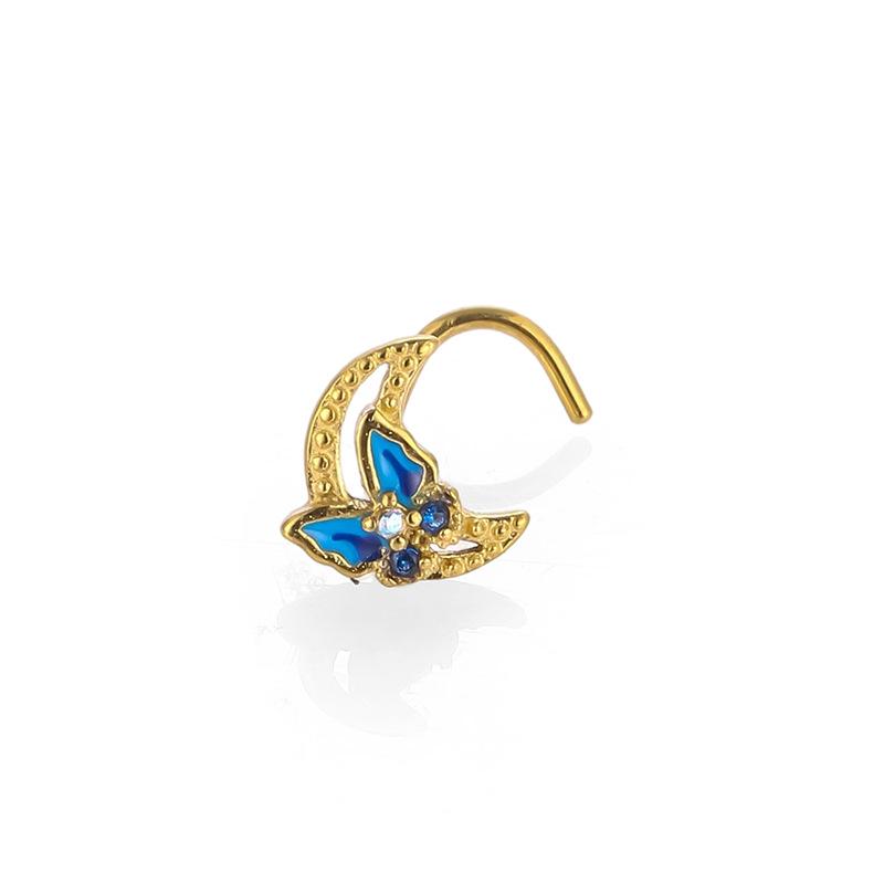 Moon Butterfly Enamel 316L Stainless Steel Nose Stud & Earring Piercing Jewelry