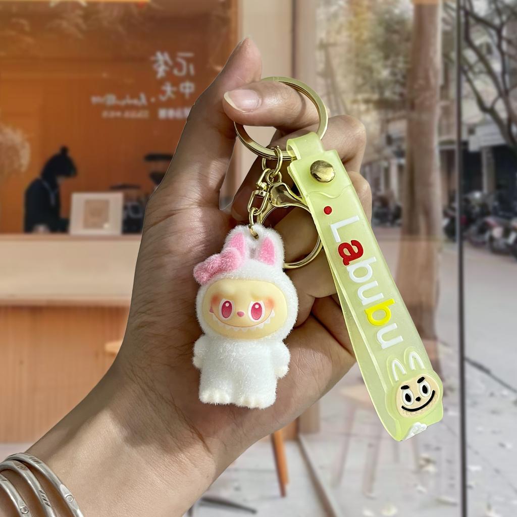 Tide Play Flocking Bow Rabub Doll Keychain Pendant Series Bag Pendant Keychain Pendant
