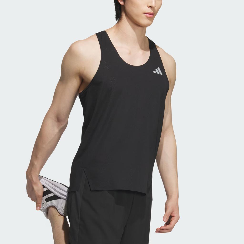 New Adidas Running Tank Top Unisex Black/Dark Silver Gray JY7015