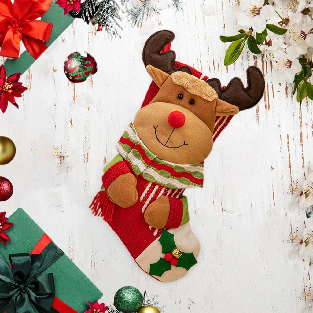Elk Christmas Stockings Tree Hanging Ornament Soft Socks for Party Supplies Gift