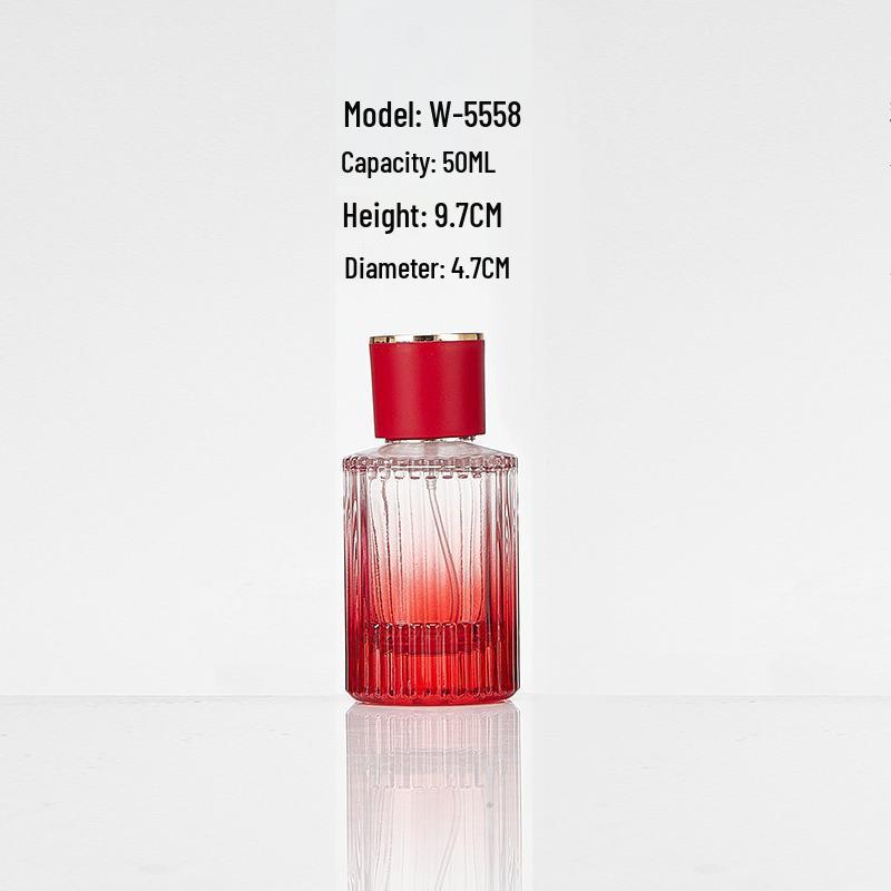 Colored Glass Perfume Bottle with Vertical Stripes - 30ml/50ml, Portable & Refillable Spray Bottle