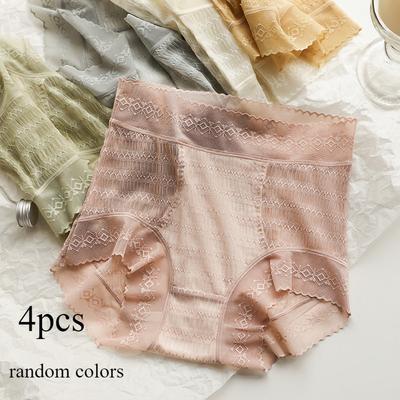 4pcs/set Women Panties Mesh Sexy Briefs Lingerie Female Underwear