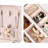PU Leather Mini Jewelry Storage Zipper Closure Travel Jewelry Box Ring Jewelry Box  Display Box