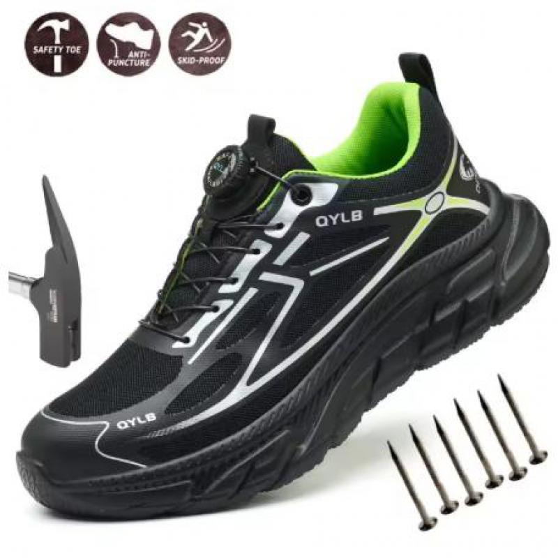 Fashion Rotating Button Safety Shoes Men Steel Toe Sneakers Anti-smash Anti-puncture Work Shoes Non-slip Security Protective Sneakers