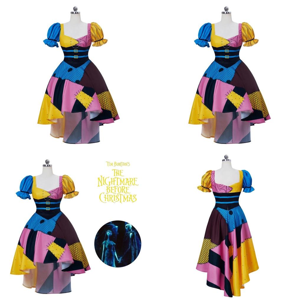 Christmas Nightmare Cosplay Costume Sally Skellington Anime Outfit For Halloween