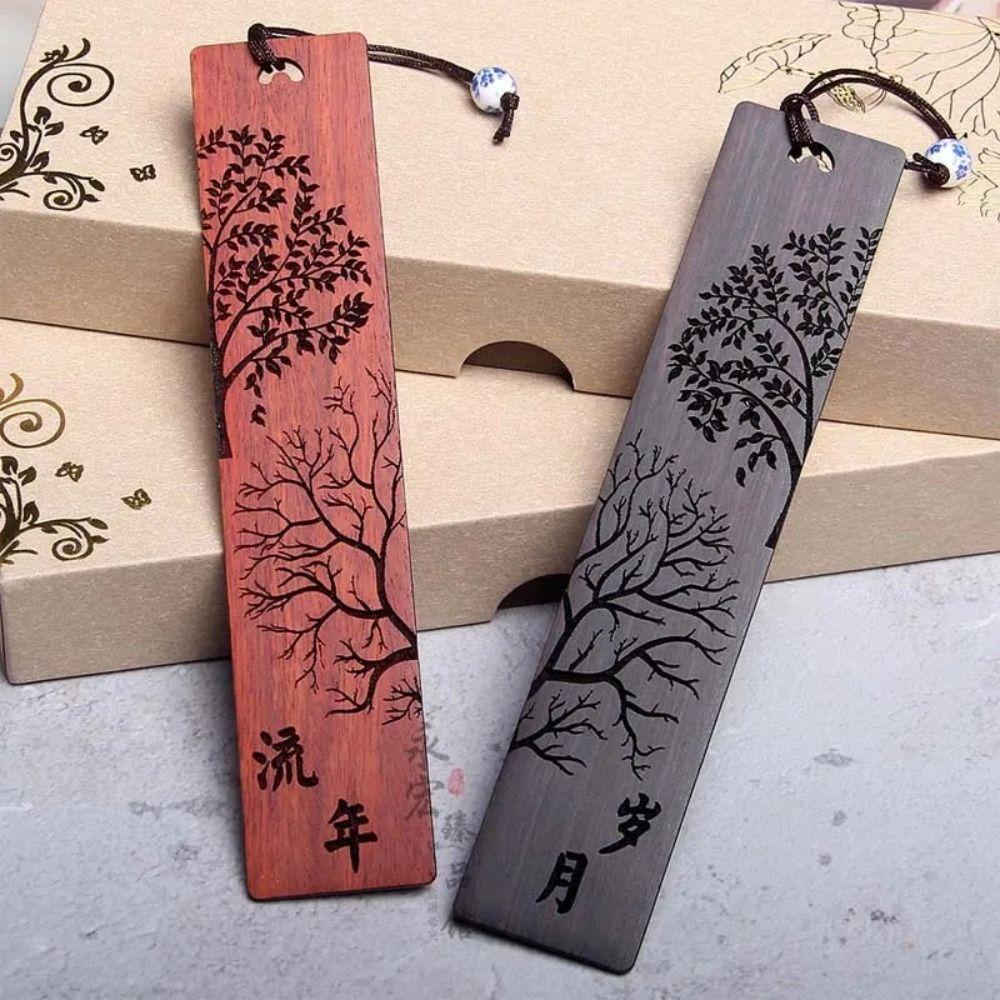 Wooden Wooden Bookmark Black Red Carving Mahogany Learning Stationery Office Supplies