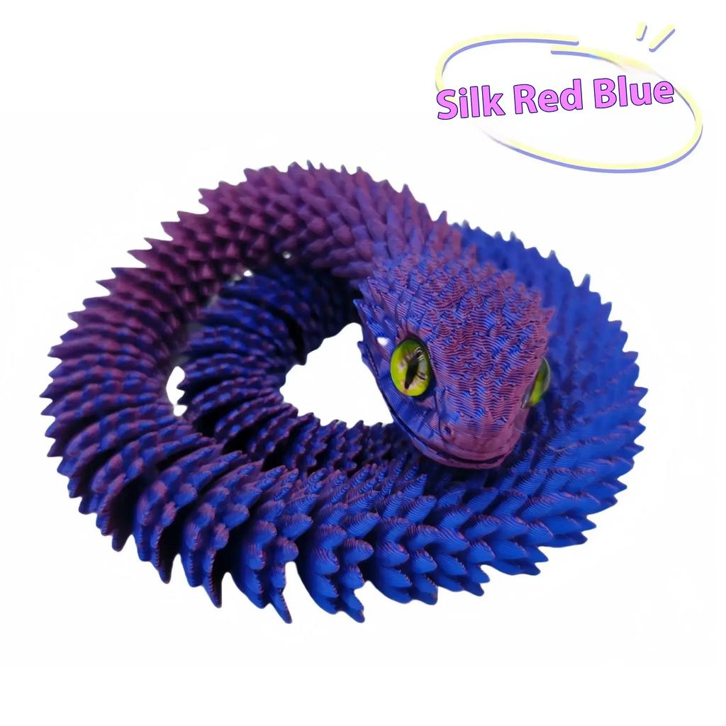 Home 3D Printed Snake Movable Joint Simulation Snake Figurine Creative Office Desktop Ornament New Year Gifts Crafts Gift
