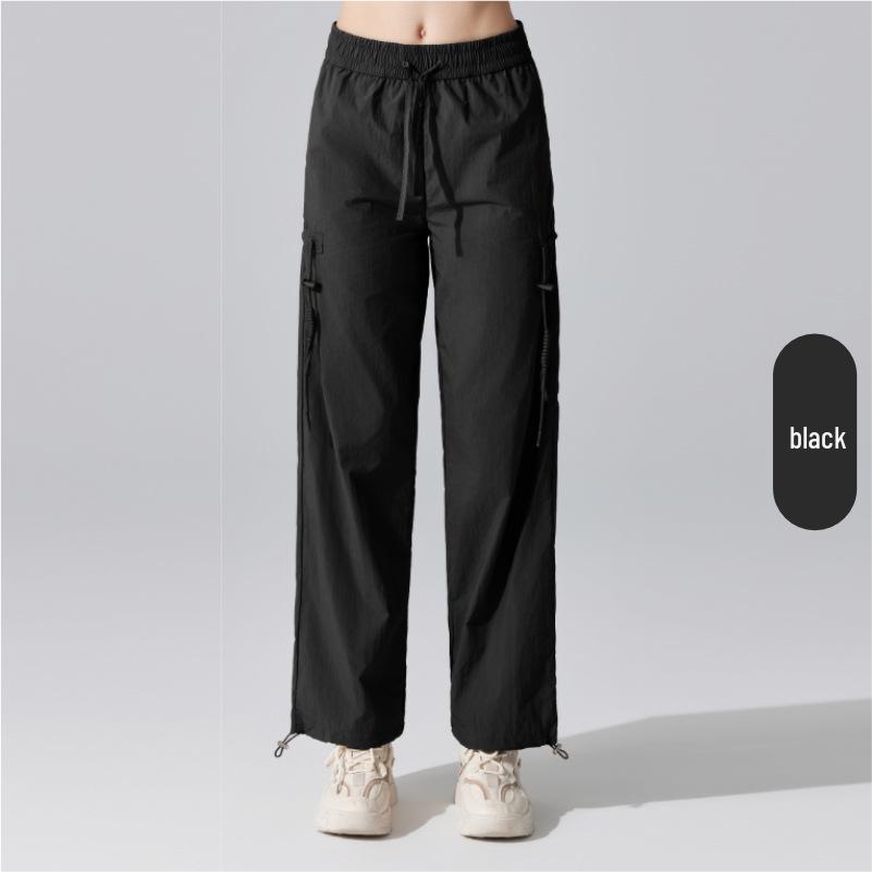 

Жіночі штани карго для йоги з високою посадкою, що моделюють фігуру: Універсальні, Вітрозахисні, Широкі штанини, Ідеальні для занять спортом на відкритому повітрі та альпінізму Extra Large чорний