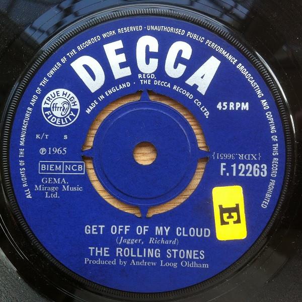 7inch Record ROLLING STONES - Get Off Of My Cloud F12263 DECCA 1965 UK Rock Used