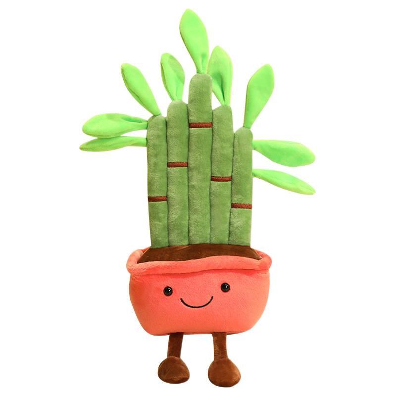 Cartoon Lucky Bamboo and Pine Tree Plush Toy - Office Desk Decoration and Gift