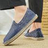 Retro Blue Men's Canvas Sneakers Comfort Breathable Flat Loafers Men Fisherman Shoes Slip-On Casual Shoes For Men zapatos hombre