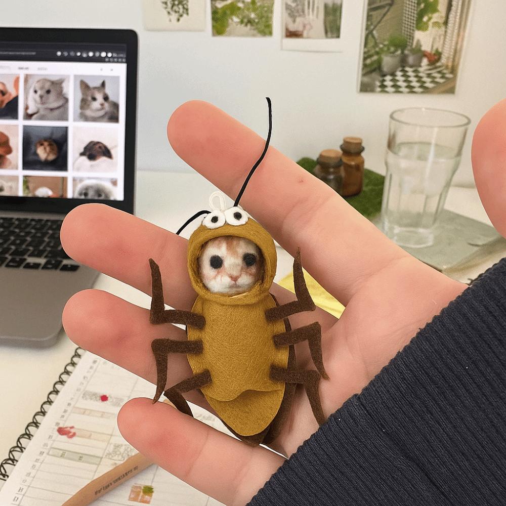 Creative Design Cockroach Cat Keychain Material Dorayaki Cat Pendant Material Gift Giving