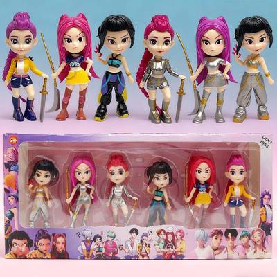 6pcs/set Kpop Demon Hunters Figura De Juguete De Dibujos Animados Rumi/Mira/Zoey Figura De Acción PVC Decoración De Escritori