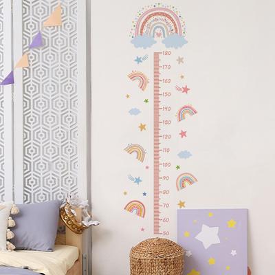 Cartoon Rainbow Height Scale Wall Sticker for Kids Room Decoration Home Bedroom Mural Decor Self-adhesive Decals