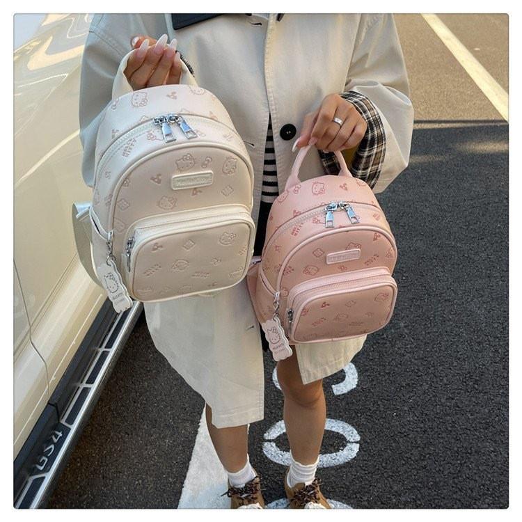 Hello Kitty Girl Backpack With Pu Material And Large Capacity For Daily Use