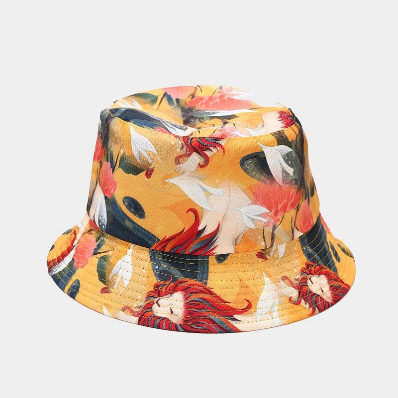 Hats men and women spring and summer new cartoon animal pattern double-sided basin hat outdoor travel sunscreen sunshade bucket hat