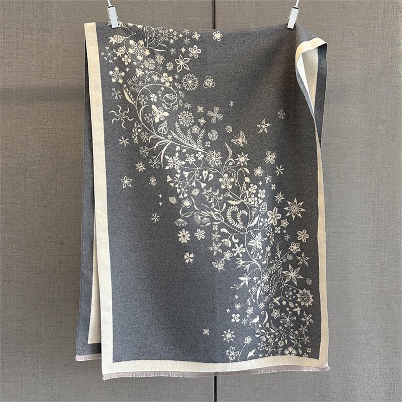 Warm Winter Blanket Cashmere Scarf for Women Design Cat Print Thick Pashmina Shawls and Wraps Bufandas Female Poncho Echarpe