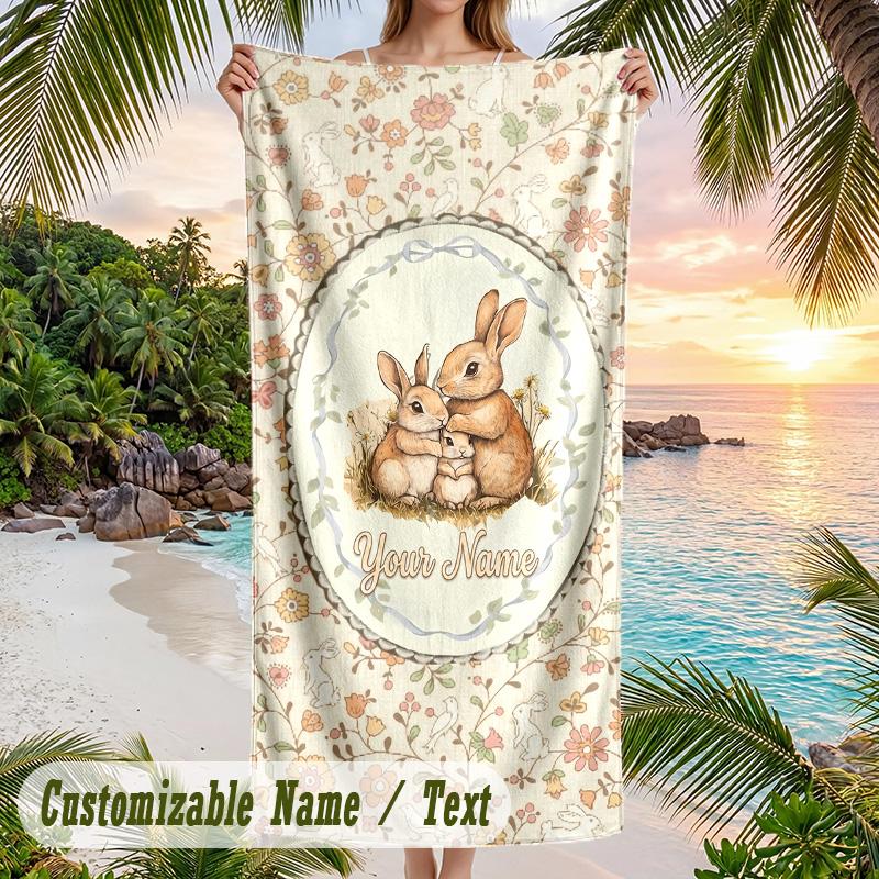 Peter Rabbit Beach Towel, Personalized Custom Text, Quick Dry Soft Large Towel For Swimming Pool Travel
