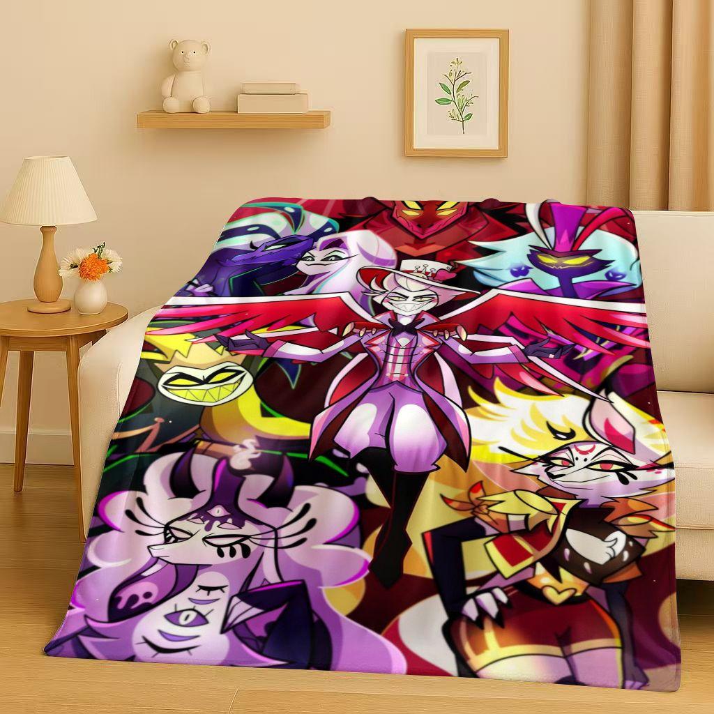 3D Cartoon H-Hazbin Hotel Angel Dust Alastor Flannel Blanket,Soft Warm Plush Throw for Home Bedroom Bed Sofa Cover Office Gift