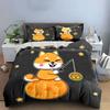 3Pcs Cute Shiba Fishing For Coin On Moon Print Duvet Cover + 2 Pillowcases, Large-Sized Home Decor, Gifts