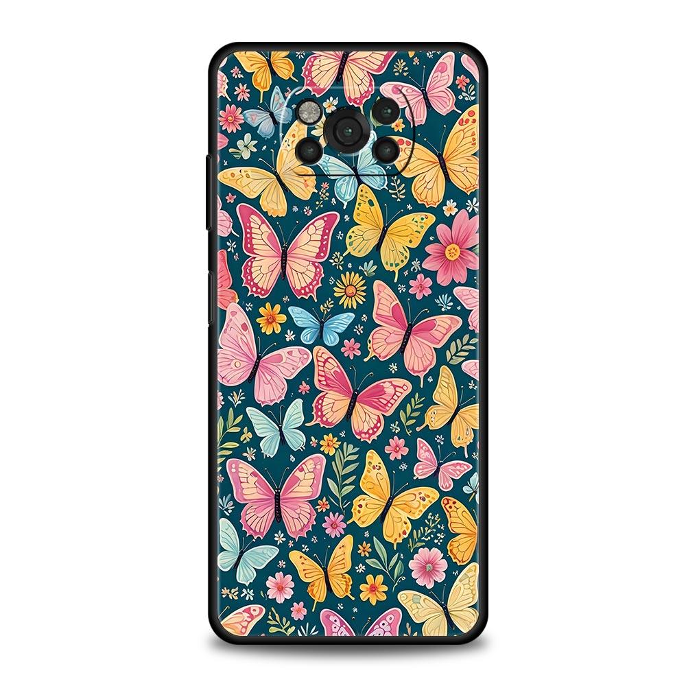 Butterfly Design Phone Case for Xiaomi Poco F7 F6 F5 F4 F3 X6 X5 X4 X3 NFC F7 Ultra M4 C51 C55 GT 5G Soft TPU Cover Fundas Capas