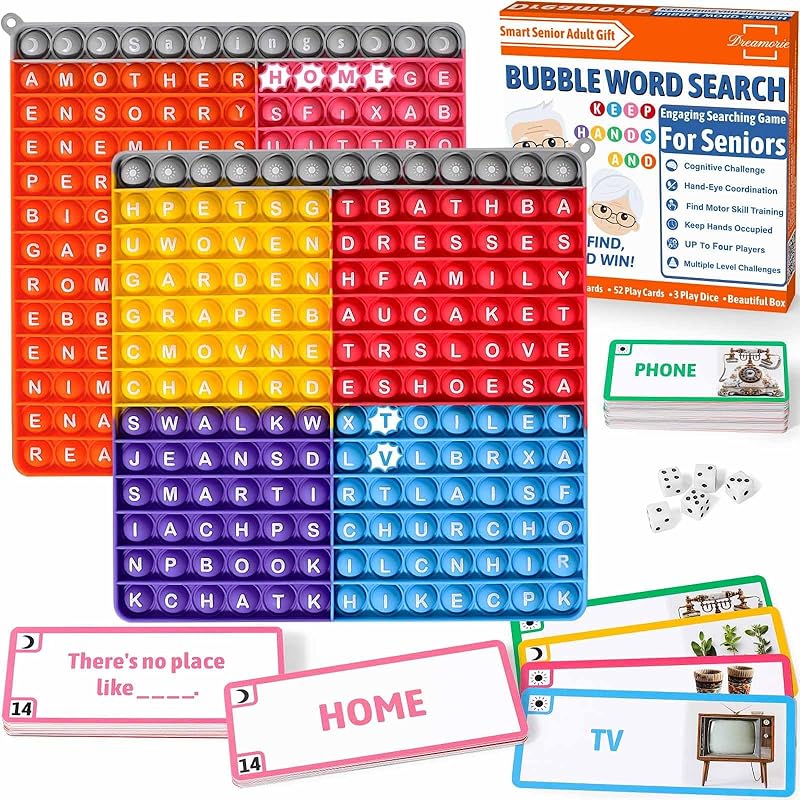 Bubble Word Search Game for Elderly with Dementia – Dementia Activities for Seniors, Sayings Matching Memory Care Activities for Older Old Package