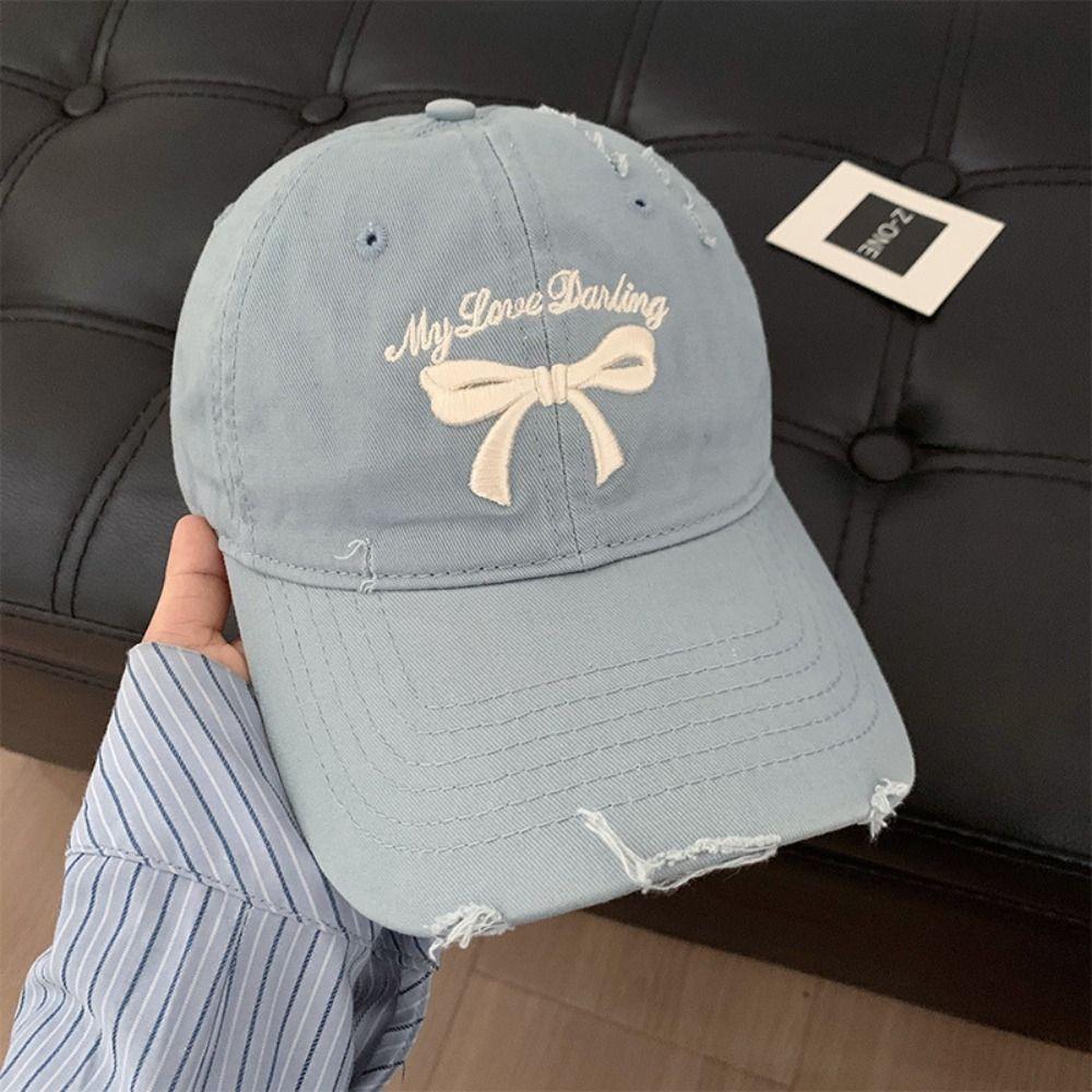 

Cotton Bowknot Baseball Hat Korean Style Women Peaked Cap Casual Bow Embroidered Hat Outdoor