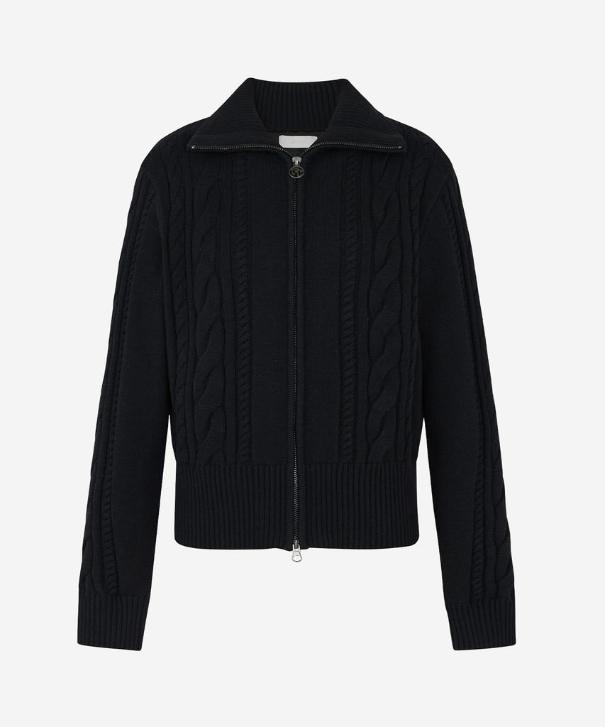 LORDLOAR Two-Way Windproof Zip-Up Knit Black