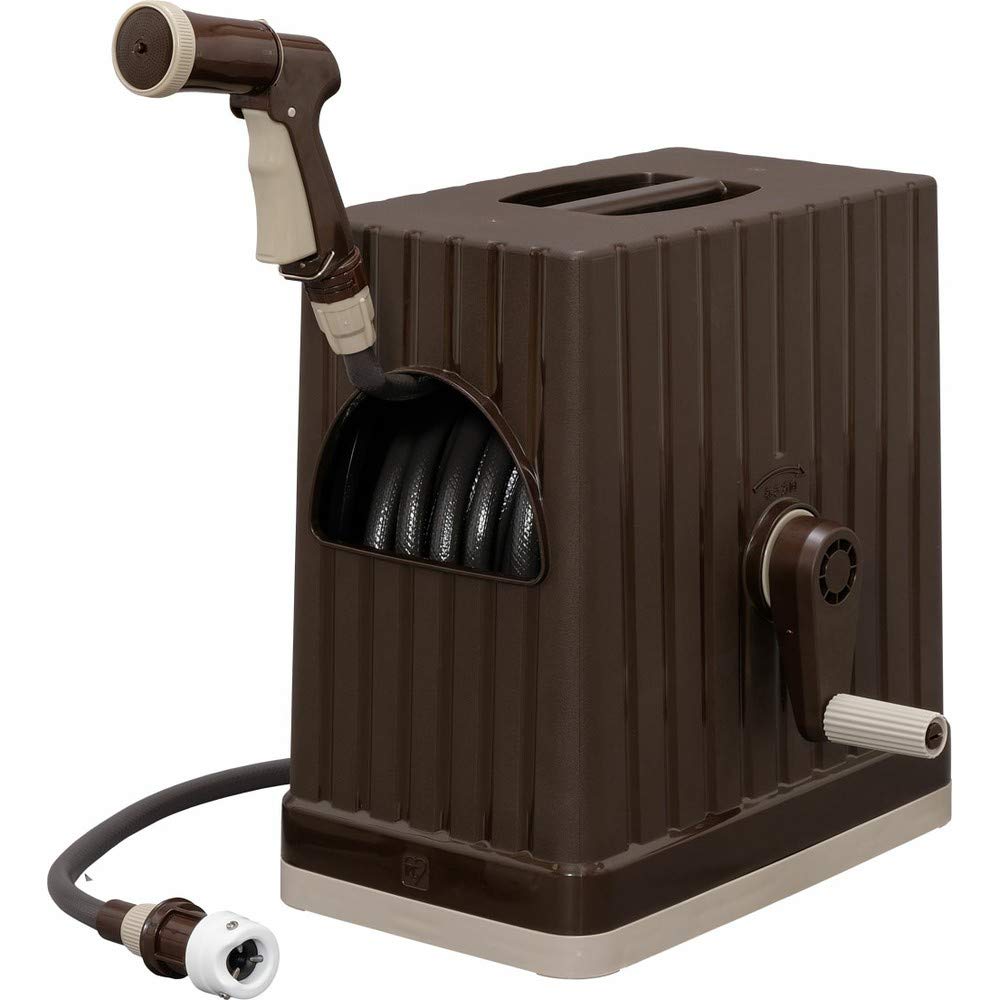 

IRIS OHYAMA Катушка для шланга с полной крышкой и краном, внутренний диаметр 12 мм, резьбовой тип, переключение типа воды, коричневый EX, 30 м, соединитель, шланг, шланг, устойчивый к давлению,