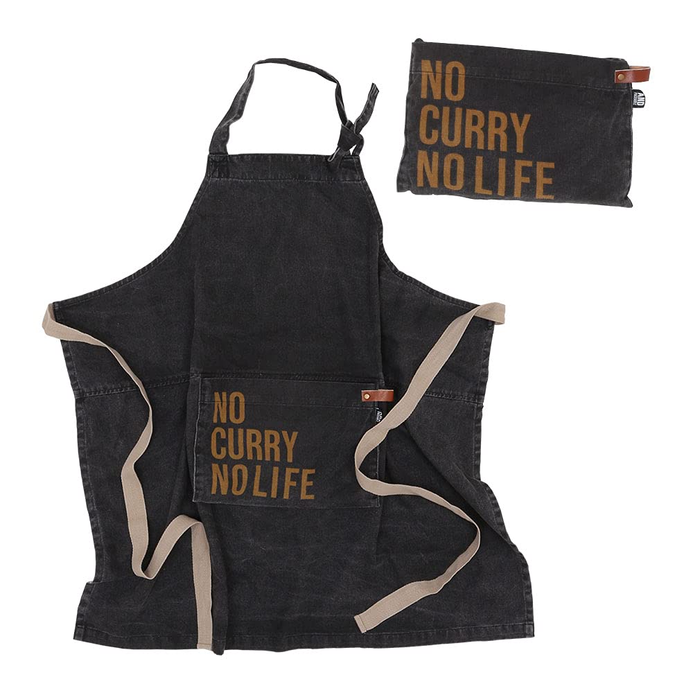 And Packable Stylish 80 X 80 67545 Apron, Storage, Approx. Cm, Curry, Black,