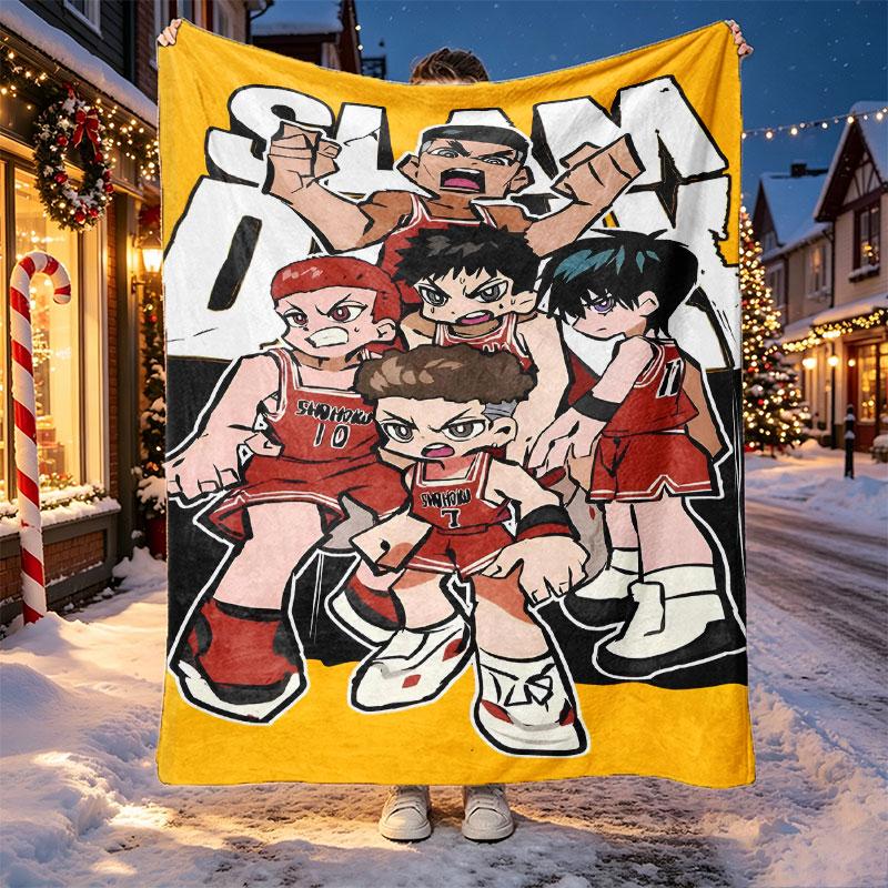 SLAM DUNK Pattern Blanket for Home Decoration, Bed, Sofa, Car Travel, Camping, Suitable for All Seasons, Birthday Christmas Gift