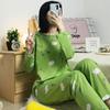 Set Pigiama da Donna Cartoni Animati Pigiama Manica Lunga T-shirt+Pantaloni Tuta Due Pezzi Primavera Autunno Abbigliamento Casa Moda Nightwear