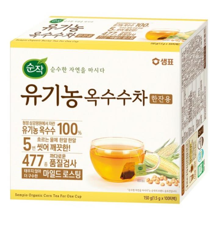 

SOONJAK Organic Corn Tea Single-Serve Tea Bags 100 Count | Korean Organic Tea 1 box