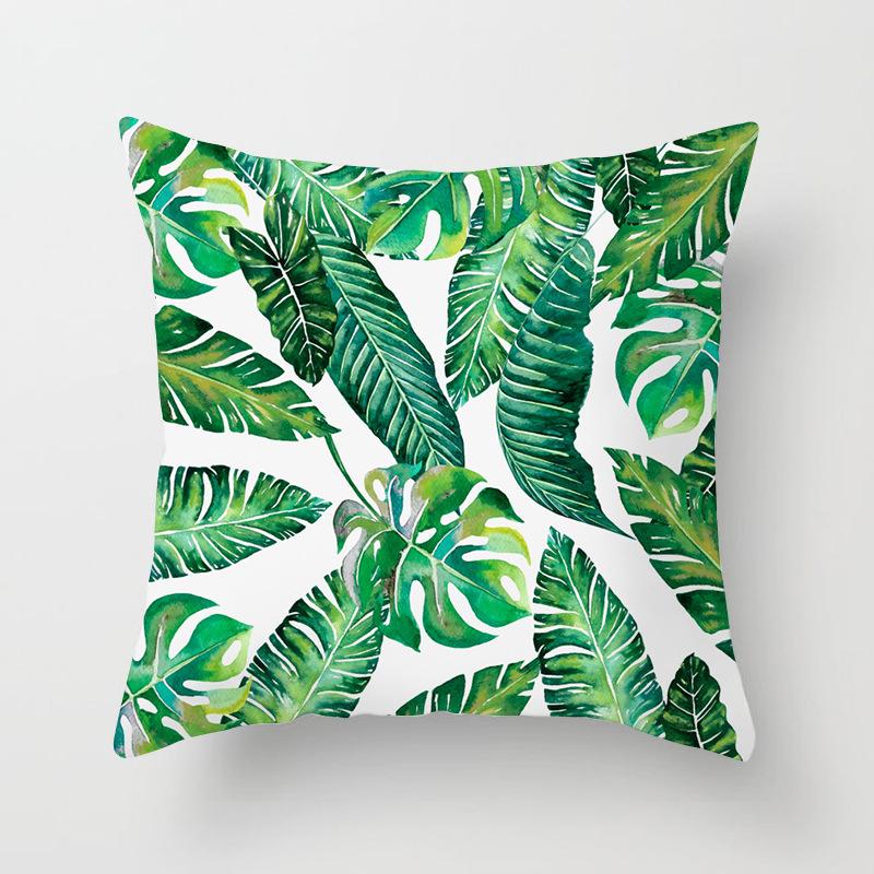 Fashionable Tropical Plant Polyester Pillowcase Office Fabric Sofa Cushion Cover Home Peach Leather Velvet Pillowcase