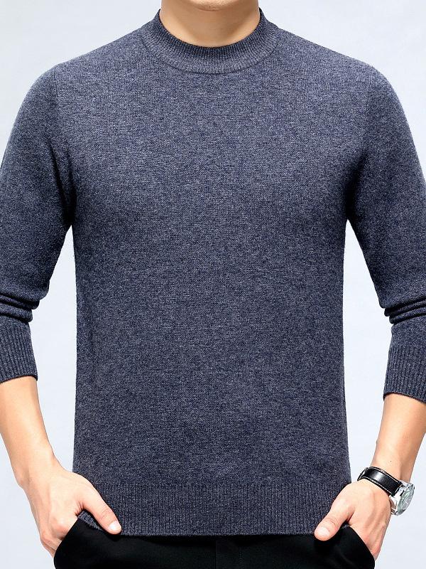 Herren Business Casual dicker Kaschmirpullover - Neuer Stil, Halbhoher Rundhalsausschnitt, 100% Reines Kaschmir, Hochwertige Basisschicht